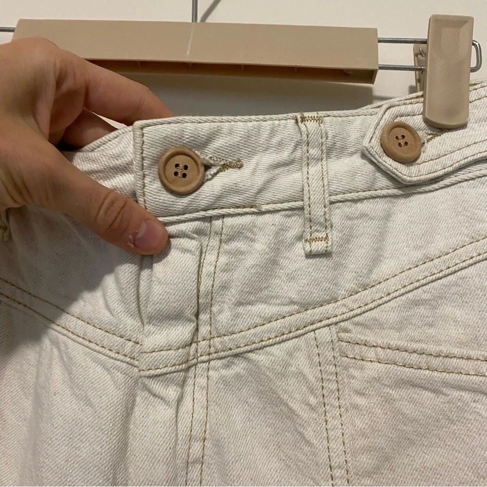 We the Free Off-White Pants with Gold Stitching